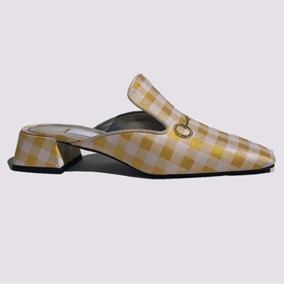 Suzanna Rae Vichy Mule Yellow Gingham Vamp Shoes 42 12 - Picture 2 of 12
